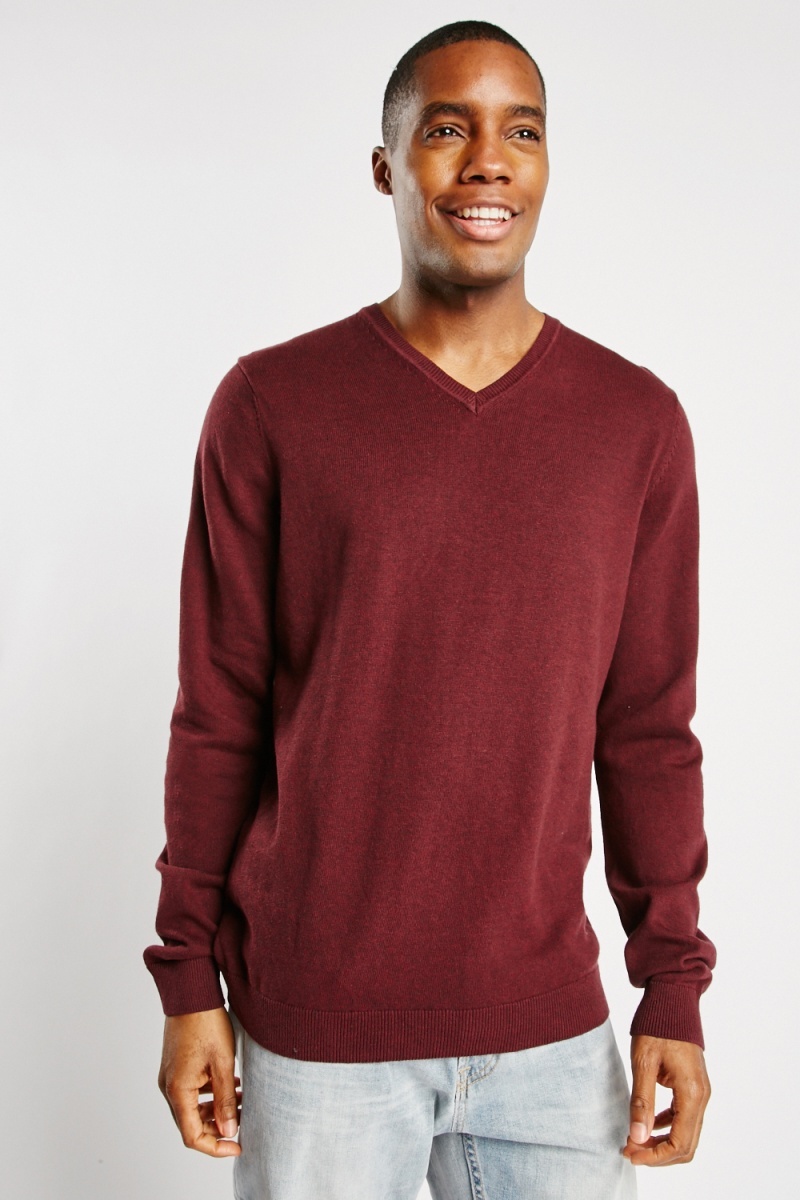 Maroon v neck hot sale sweater mens