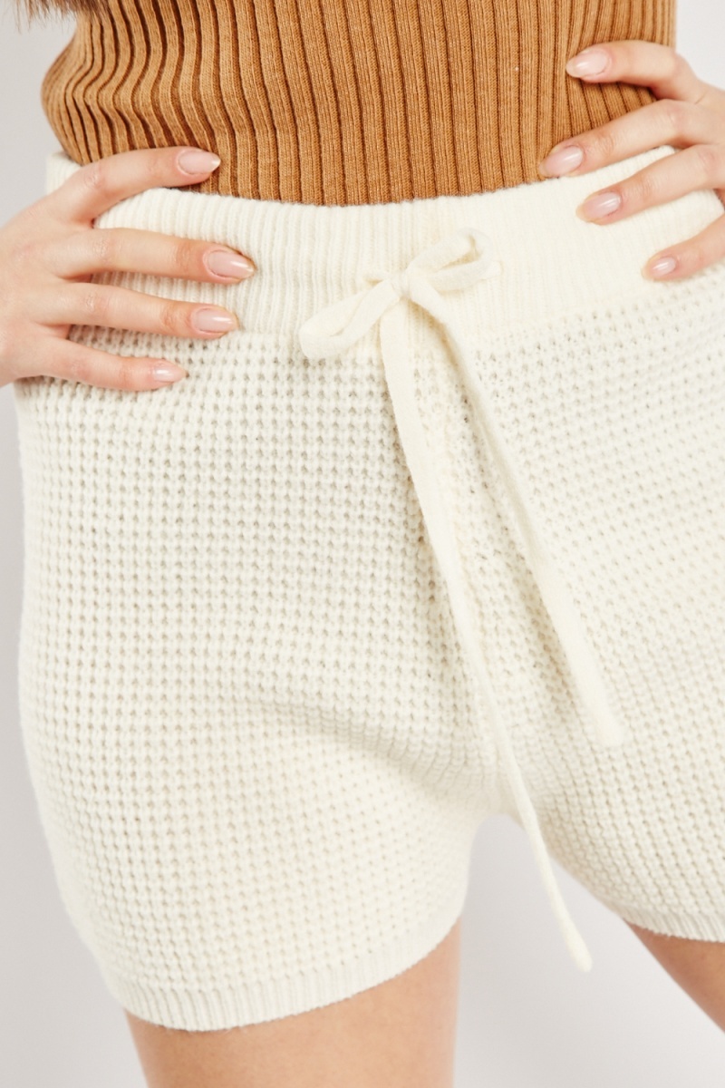 Waffle Knitted Casual Shorts - Cream or Latte - Just $6