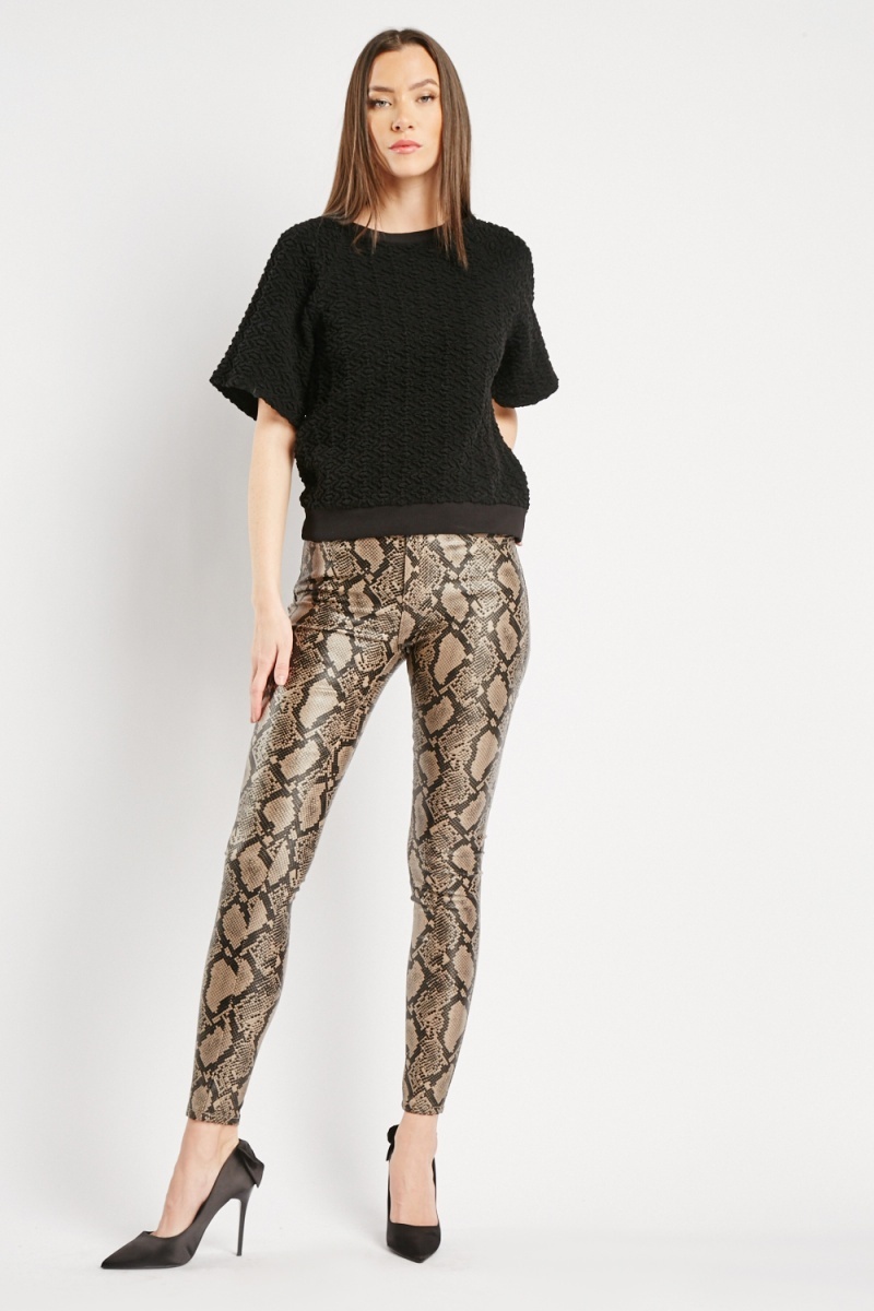 ASOS DESING faux leather flare pant in snake print - part of a set | ASOS