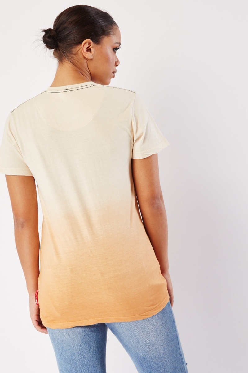 Criminal Damage Ombre T-Shirt - Cream/Multi - Just $7