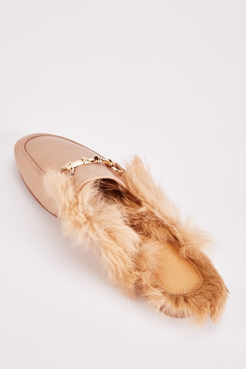 Fur lined 2024 loafer mule