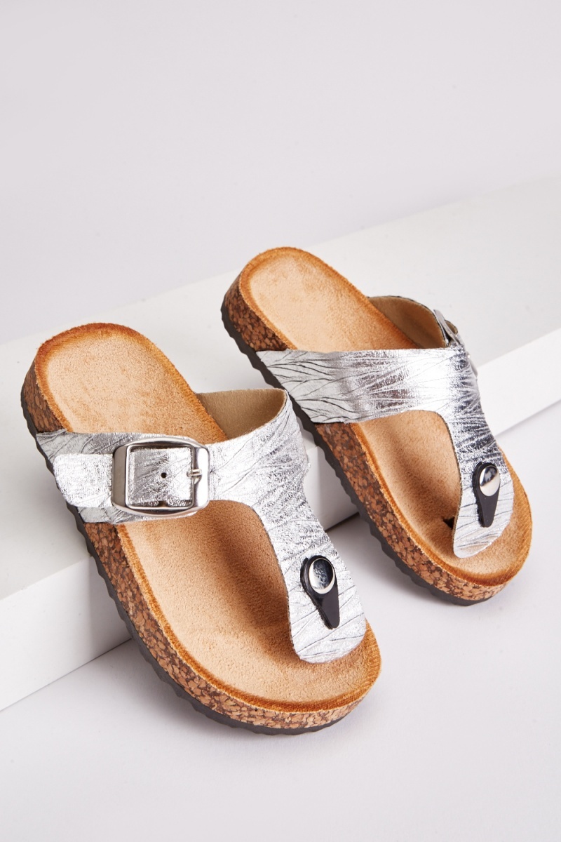 Silver best sale cork sandals