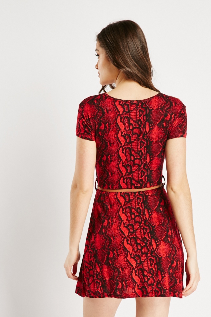 Red snake clearance print dress