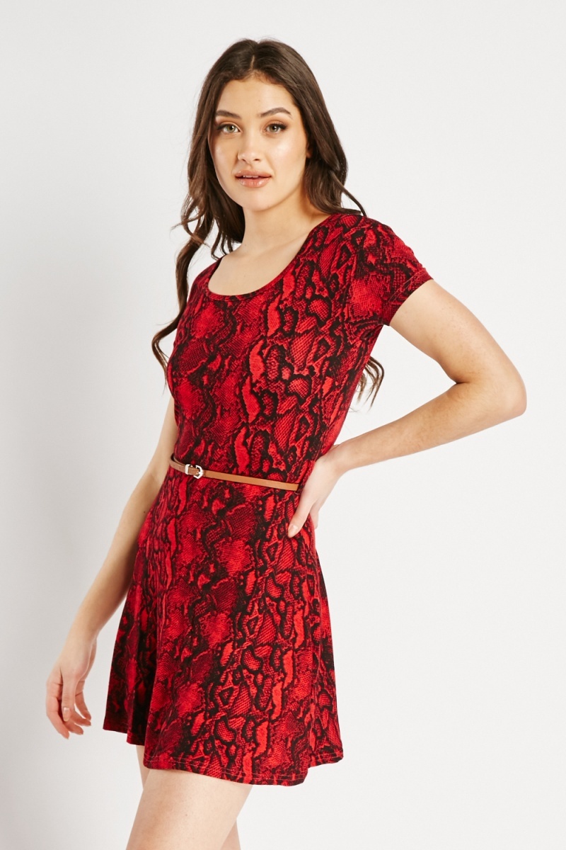 Snake print hot sale dress red