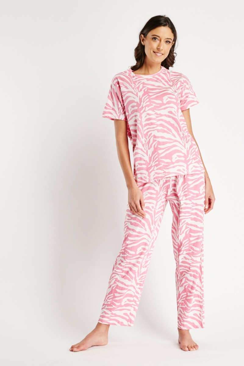 Animal Print Pyjama Set - Pink/White - Just $7