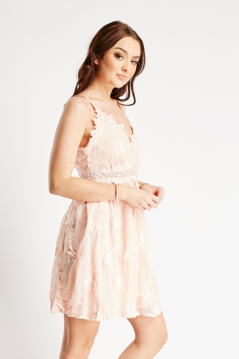 Peach mesh outlet dress