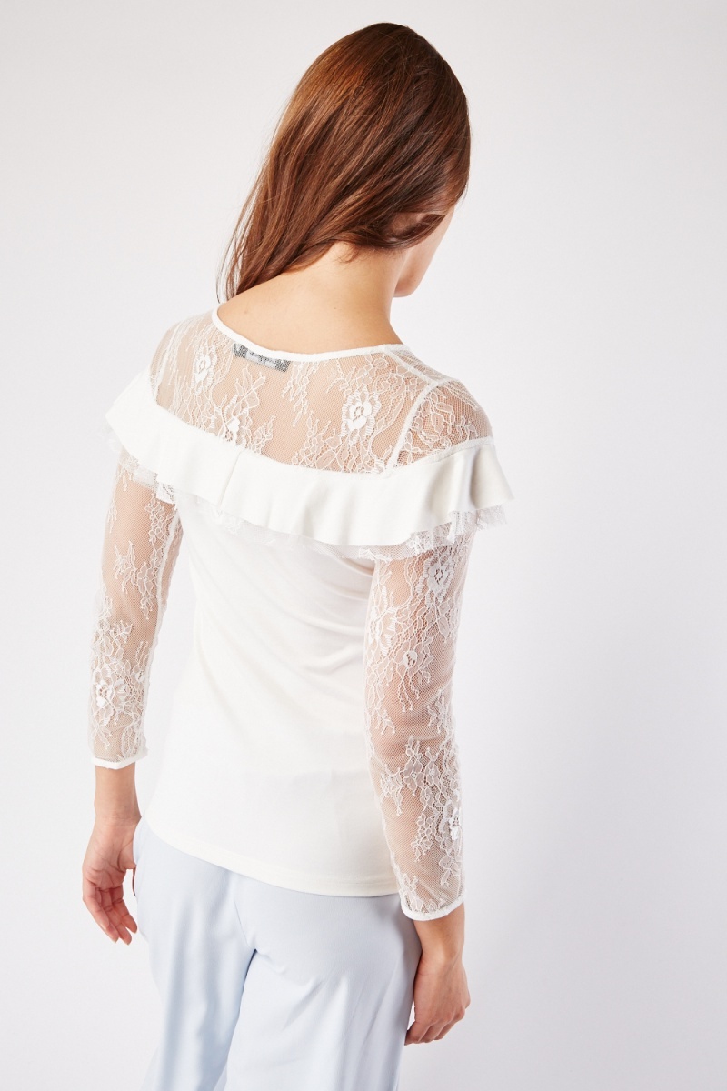 V-Neck Lace-Trim Top