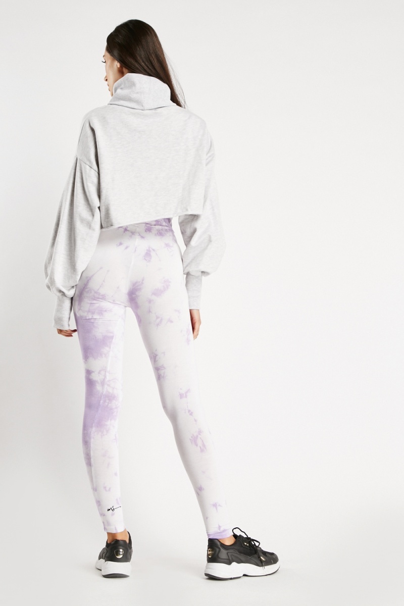 Tie Dye Elasticated Leggings - Off White/Grey or Off White/Lilac - Just $7