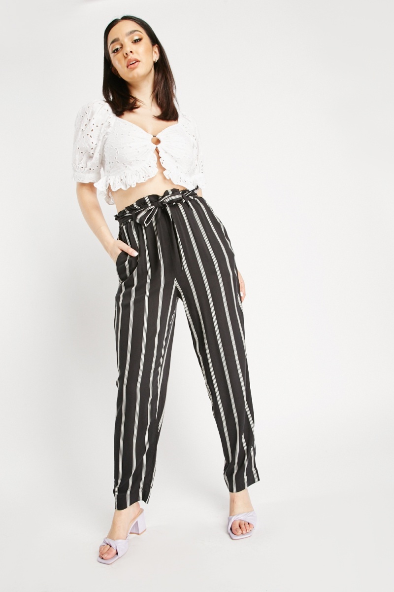 Slim Fit Check Paperbag Trousers | Apricot Clothing