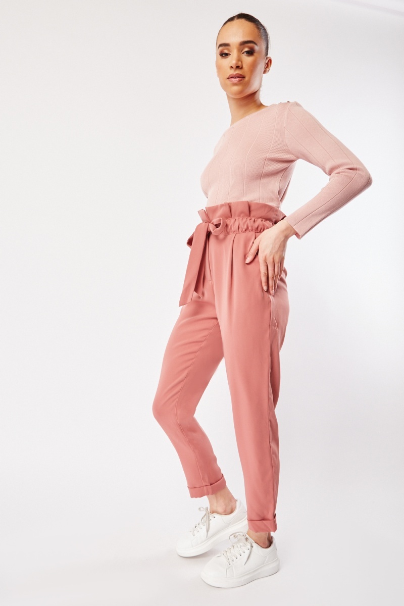 Fat Face Dusty Pink Paperbag Trousers  BNWT 55  Size 20 S  eBay
