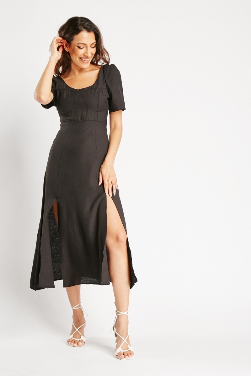 Front slit midi outlet dress