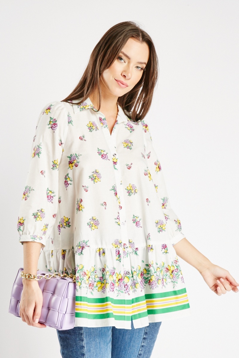 women's lemon print blouse