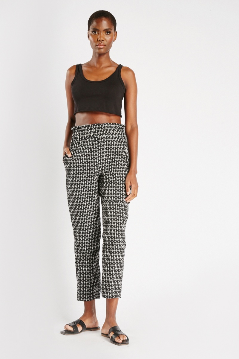 Buy Women Black Striped Paper Bag High Waist Trousers  Trends Online India   FabAlley