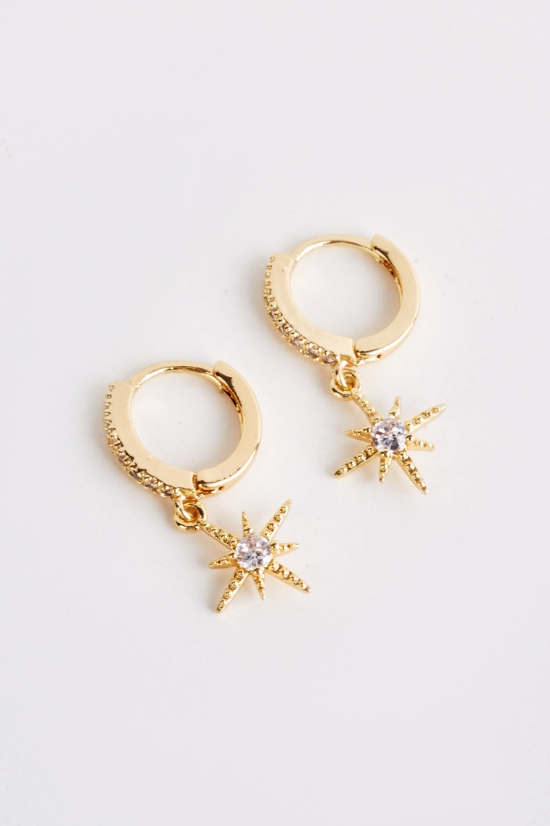 Star dangle hoop on sale earrings