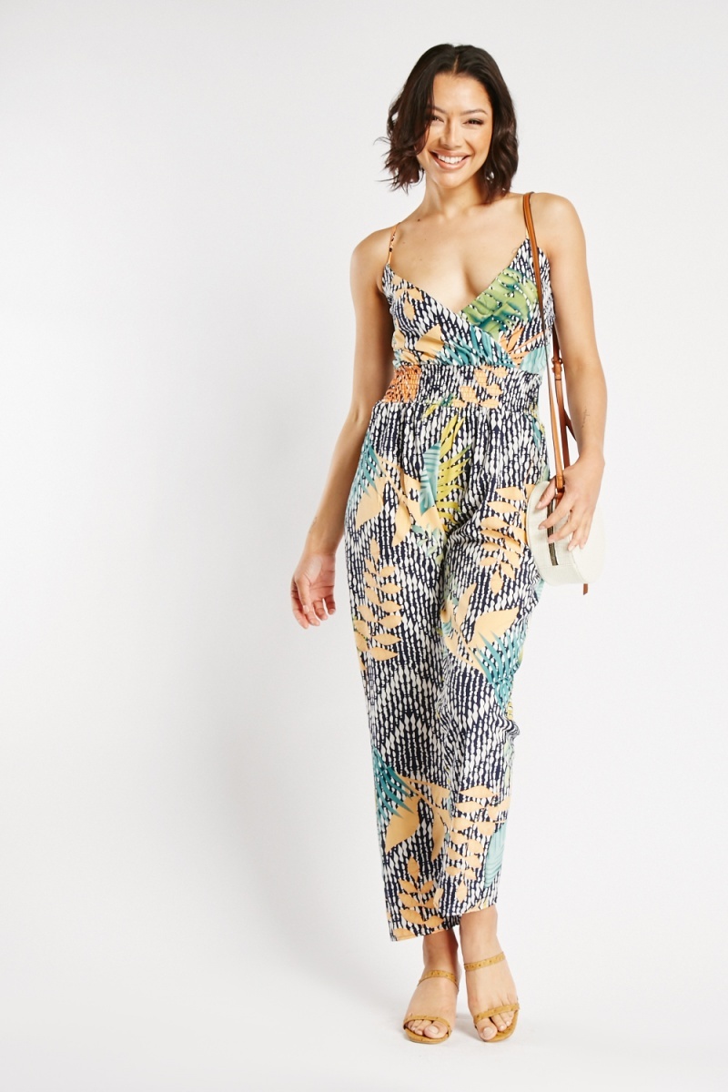 Tropical print hot sale jumpsuit