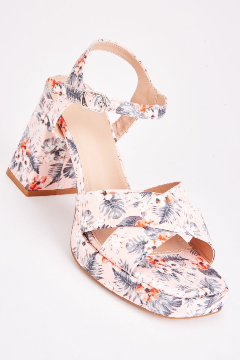 Shop Fendi Floral-Print Block-Heel Sandals | Saks Fifth Avenue