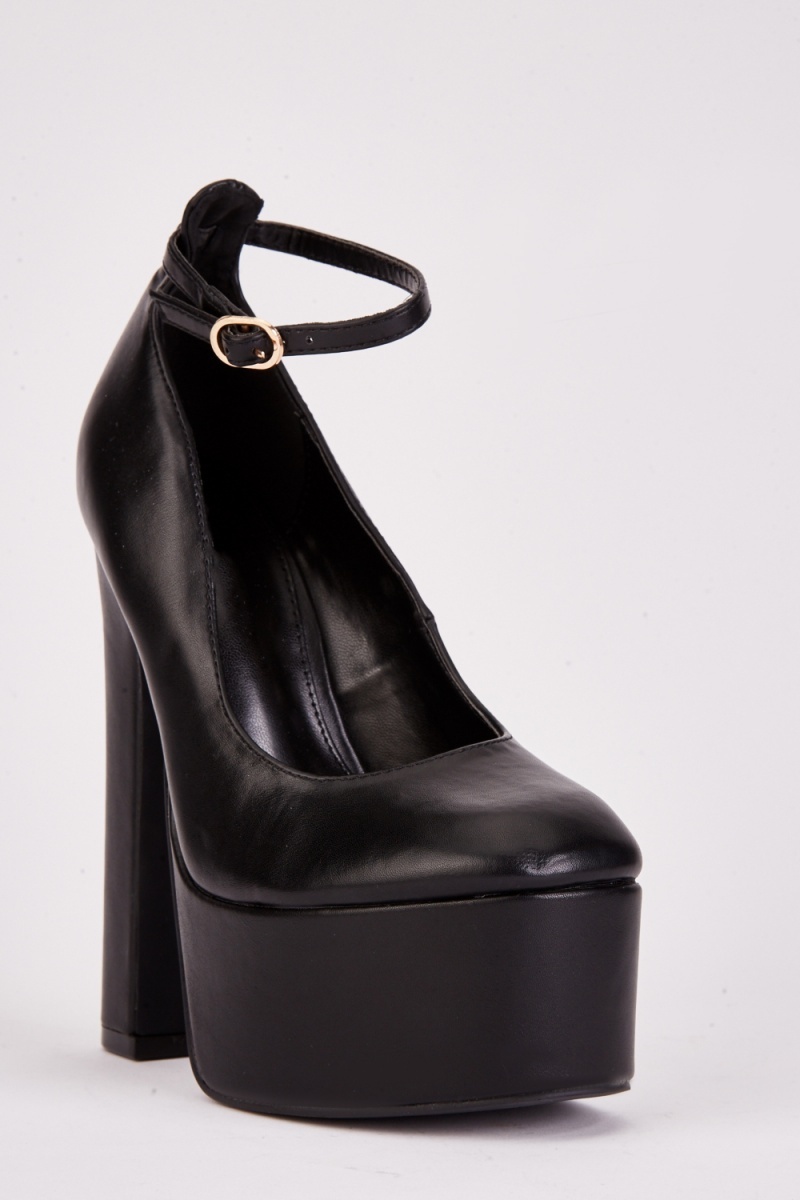 Shoetopia Chunky Platform Black High Heels For Women