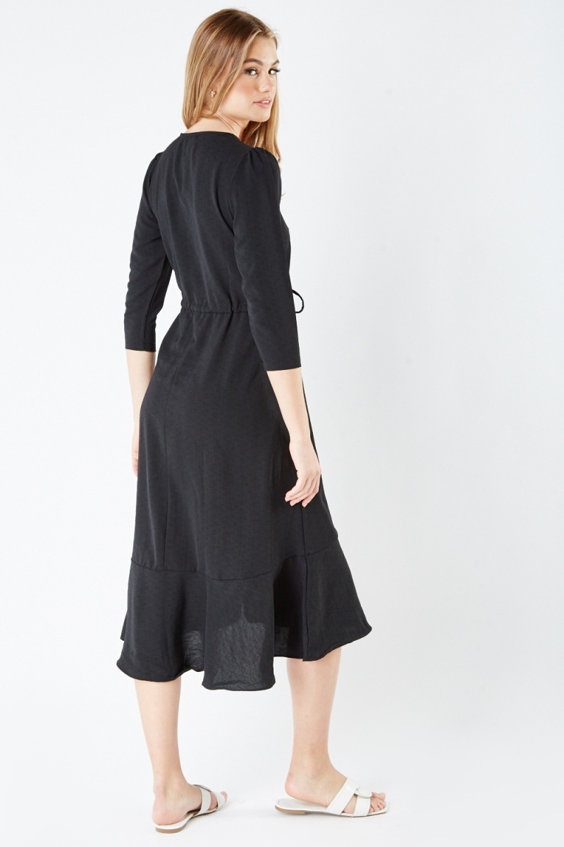 Drawstring waist midi store dress