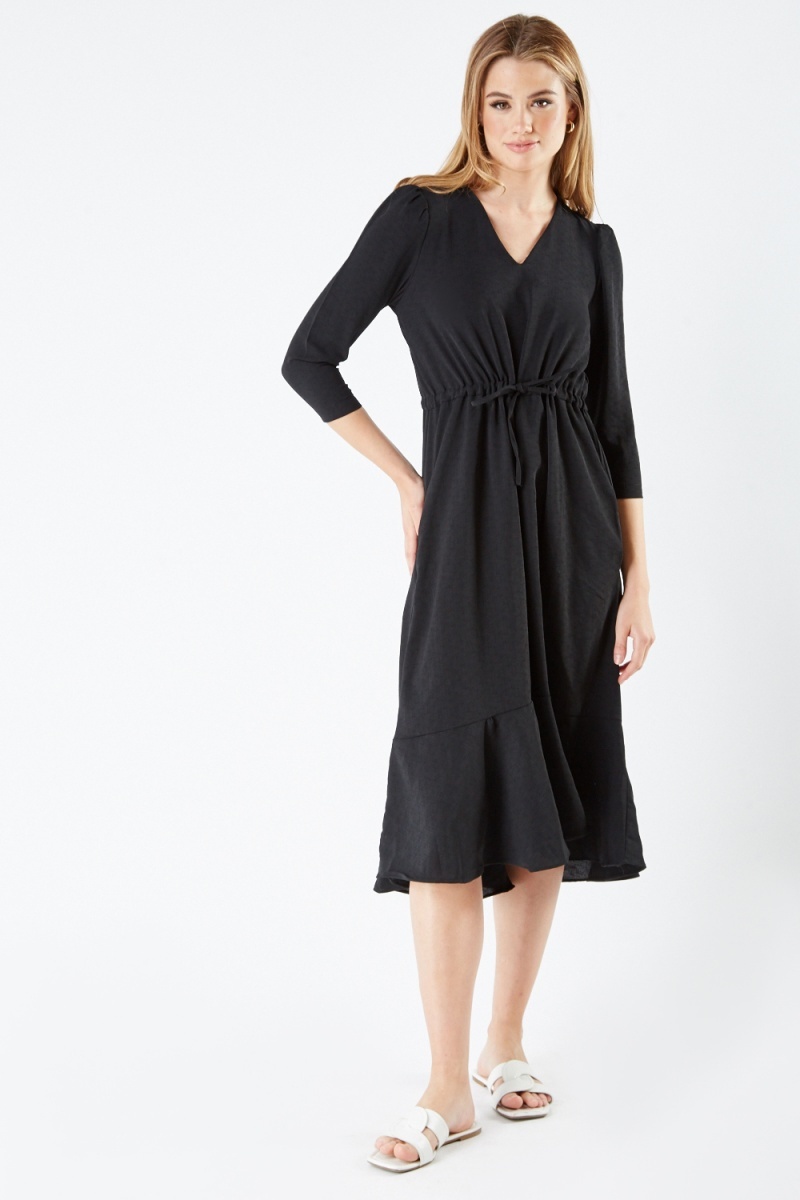 Drawstring waist midi store dress