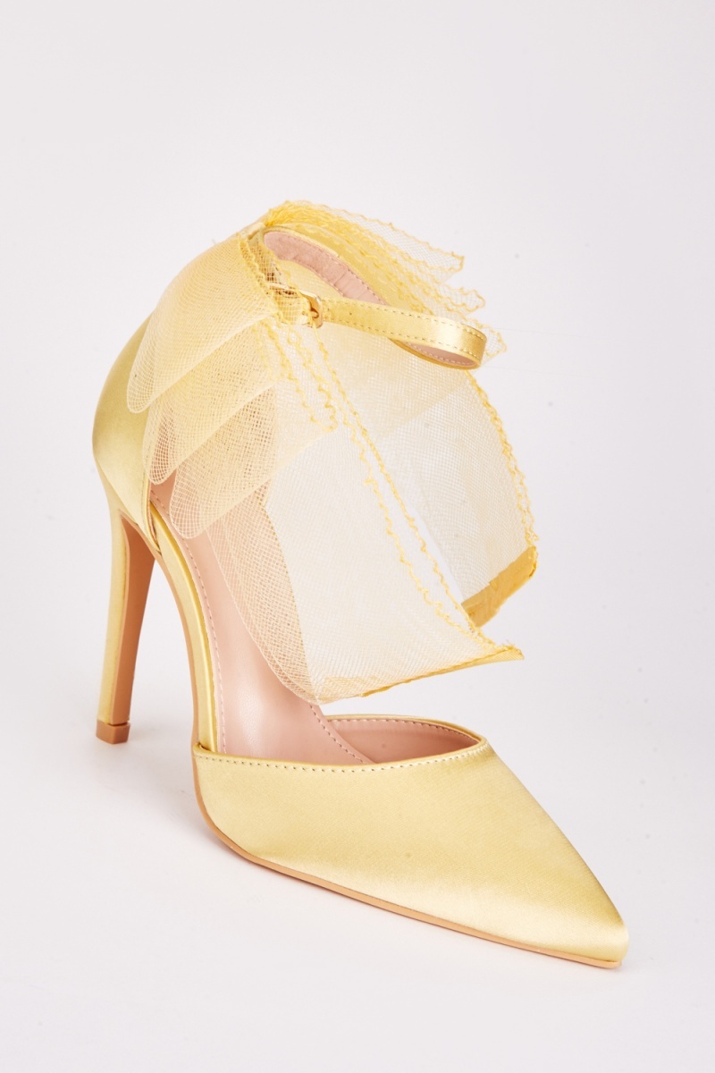 Mesh gold sale heels