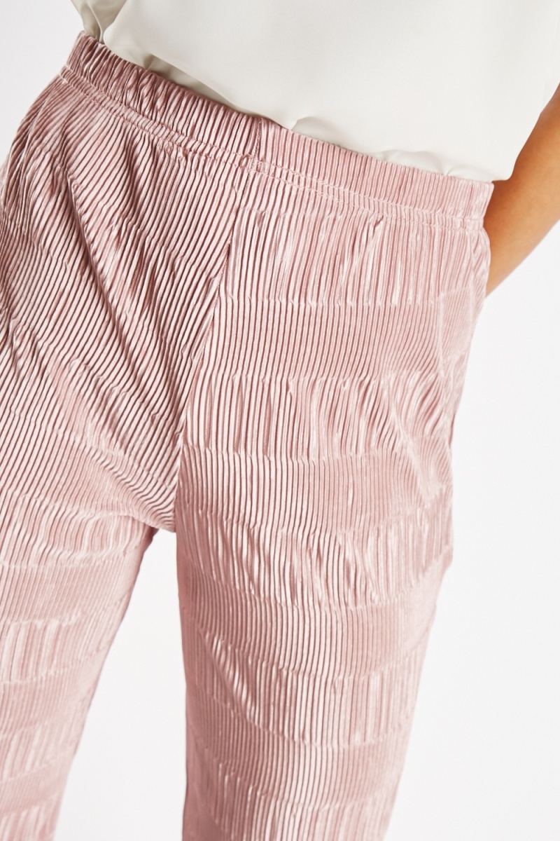 Textured Elasticated Wide Leg Trousers - 3 Colours - Just $6