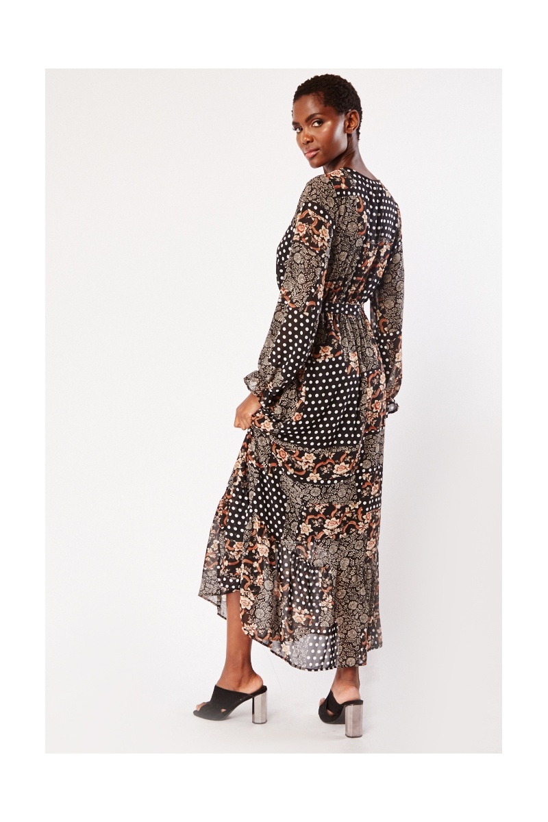 Leopard print chiffon 2025 maxi dress