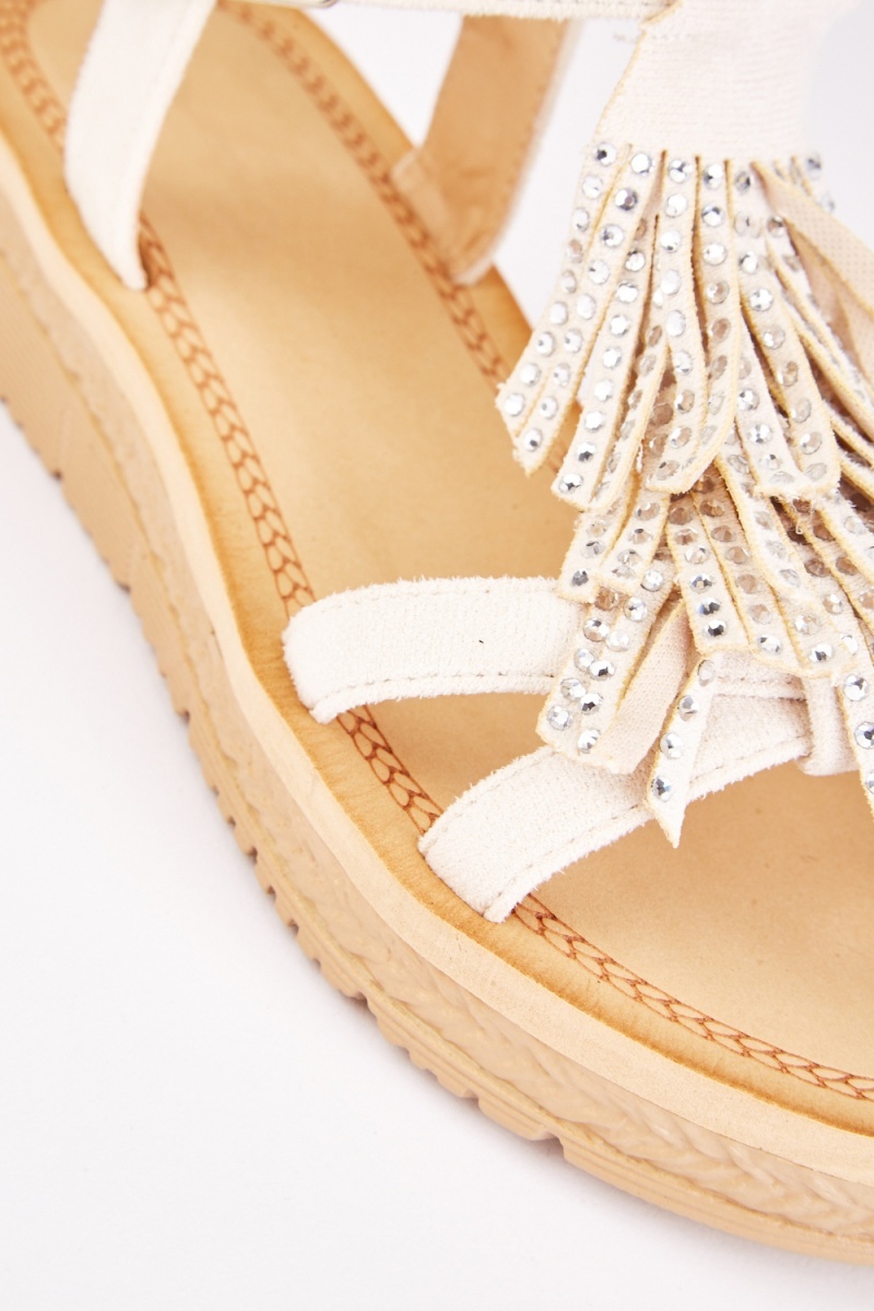 Fringe wedge hot sale sandals