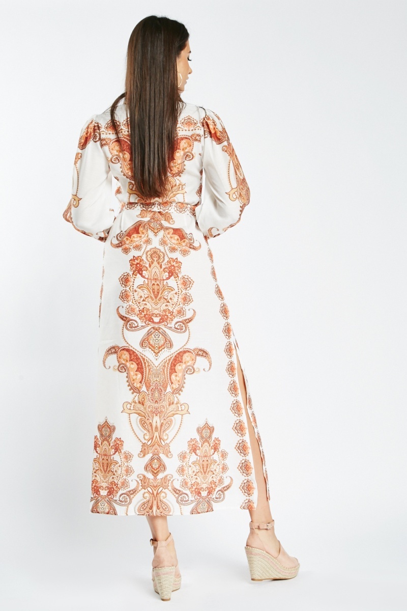 F&f ivory paisley hot sale print maxi dress