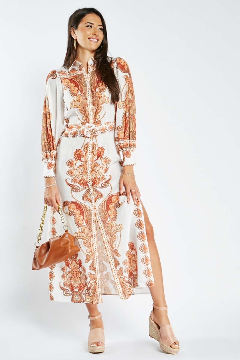 F&f ivory paisley hot sale print maxi dress