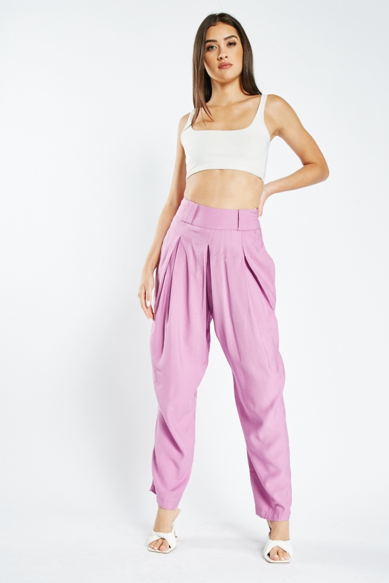 box pleated draped trousers lilac 205154 4