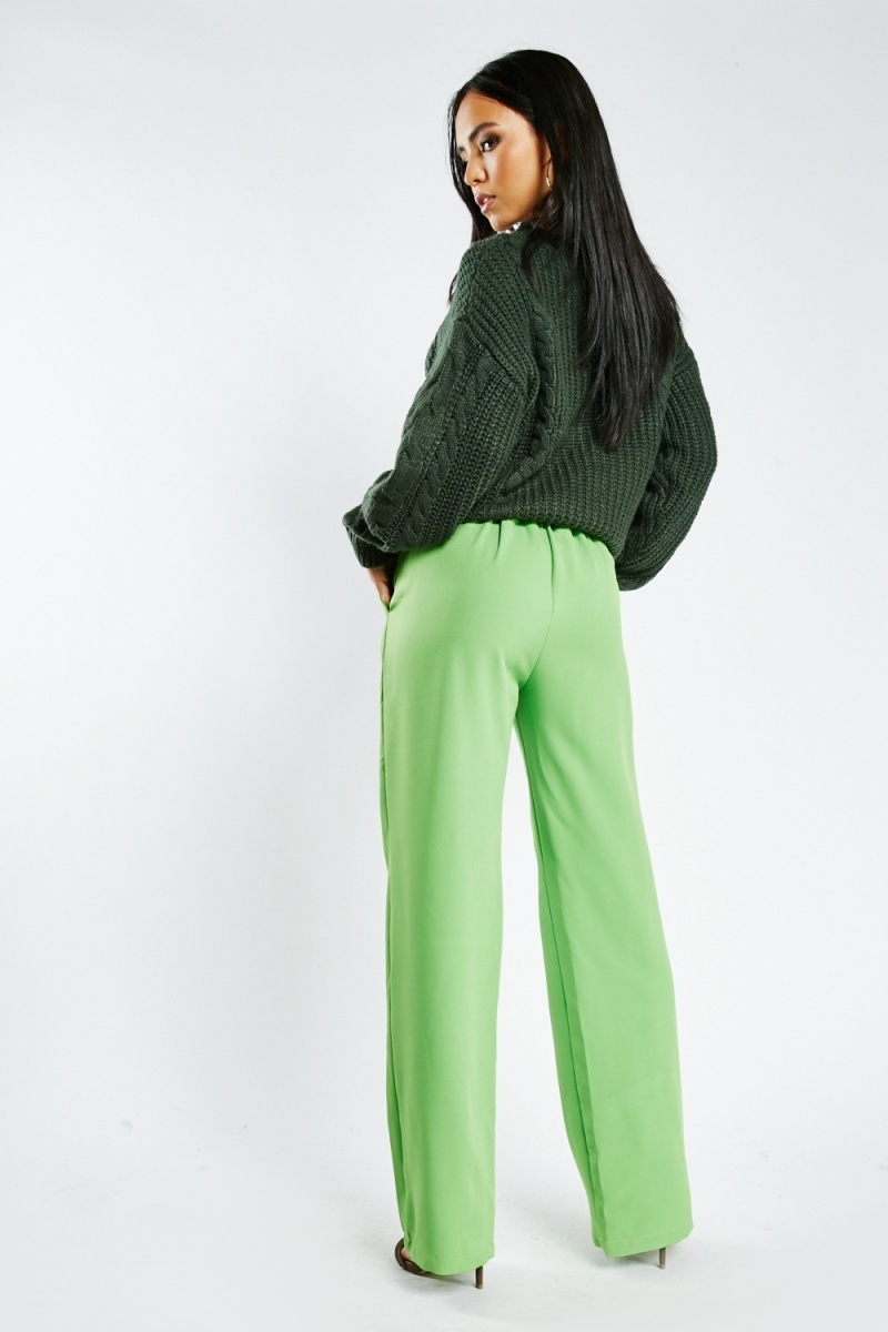 Zara high-waisted tailored green trousers