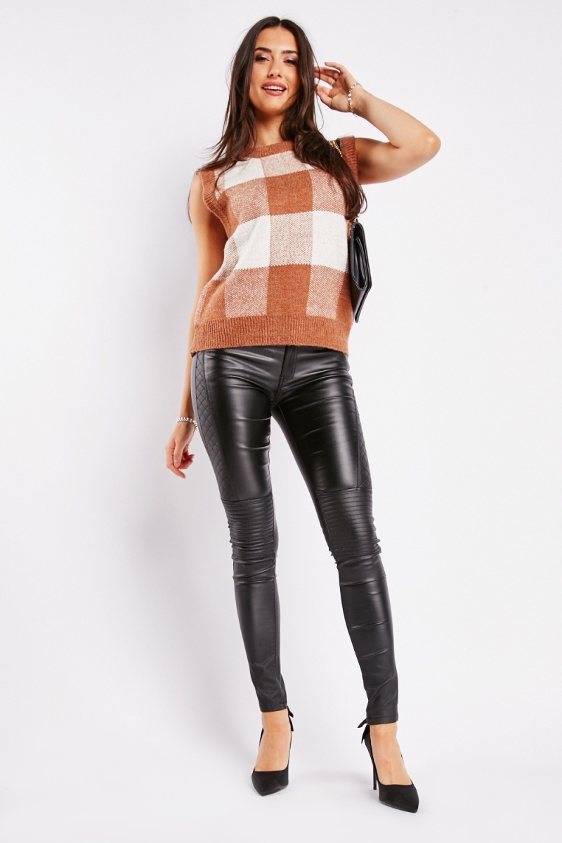 Leather sales panel trousers