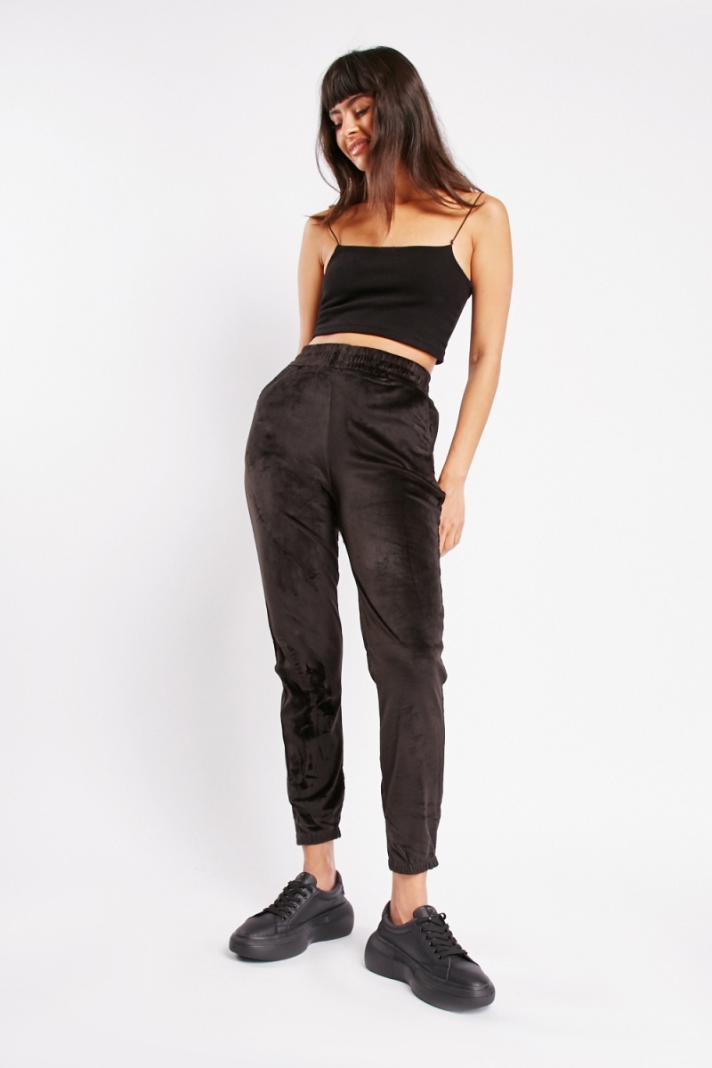 Velour discount jogging bottoms