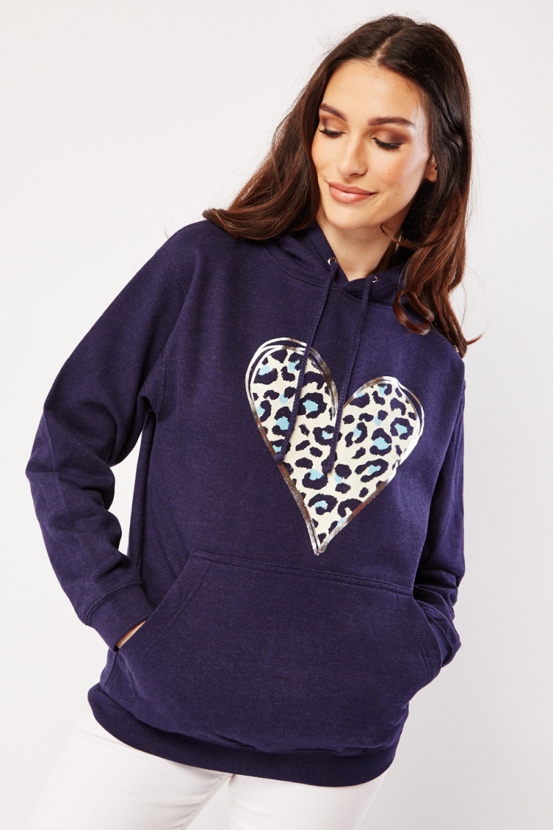 Lilac Leopard Print Heart Sweatshirt