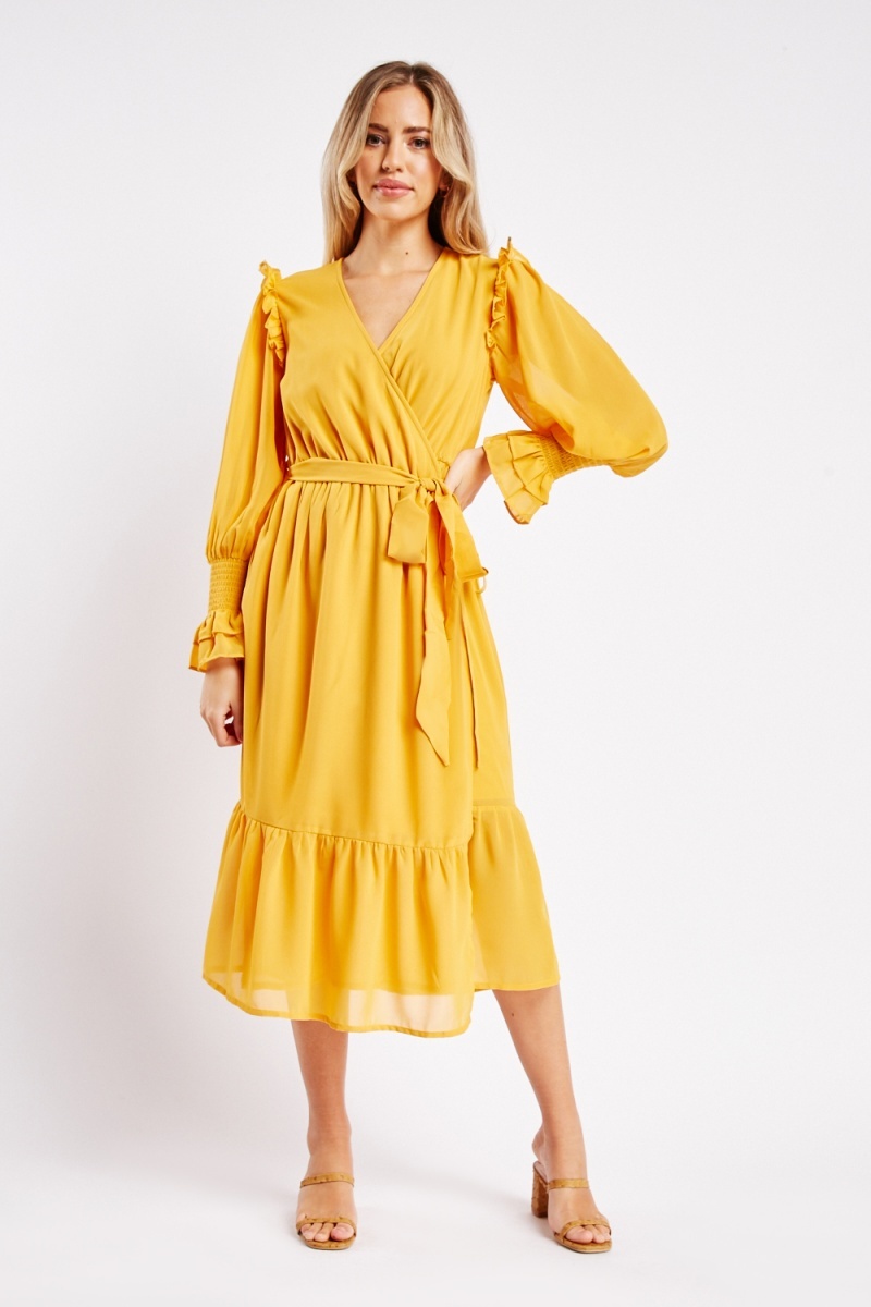 Chiffon wrap store midi dress