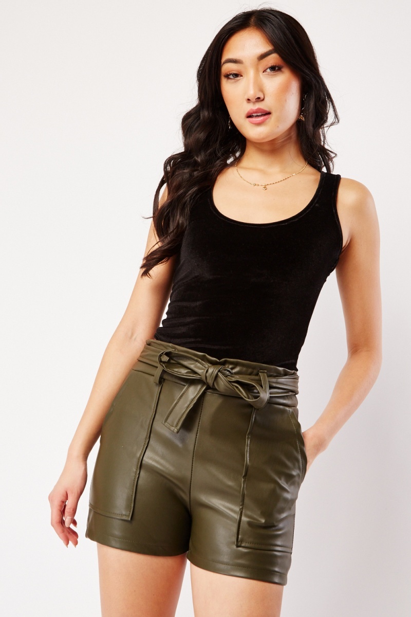 Leather deals paperbag shorts