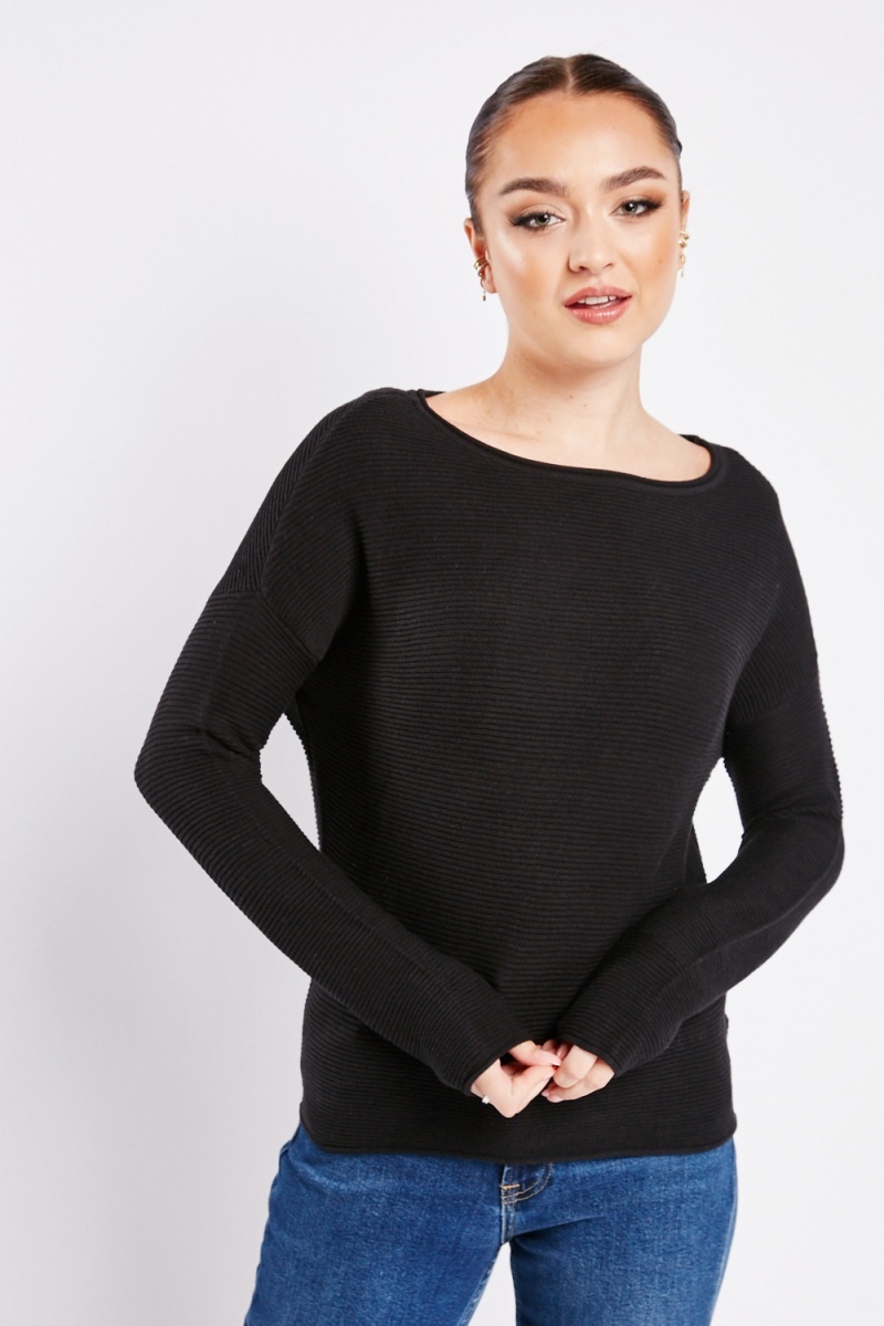 Boat neck black top jumper