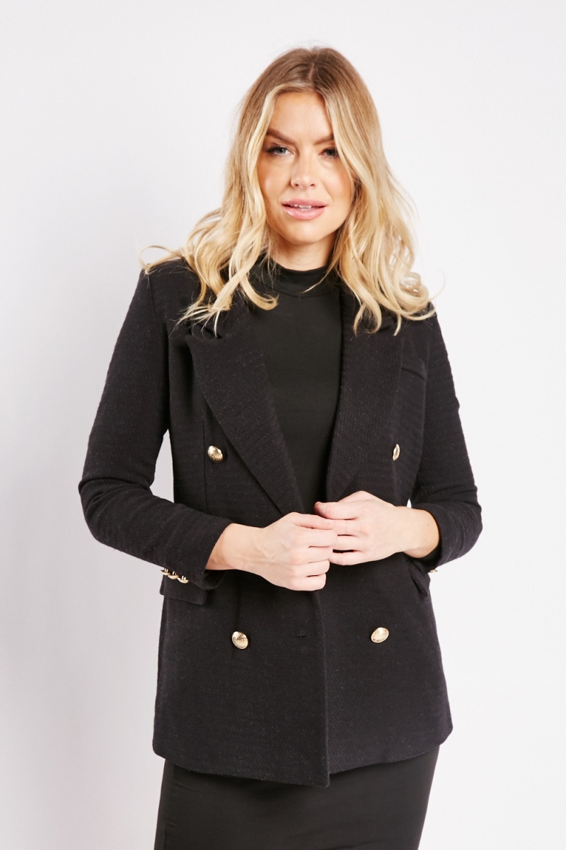 Black textured shop blazer womens