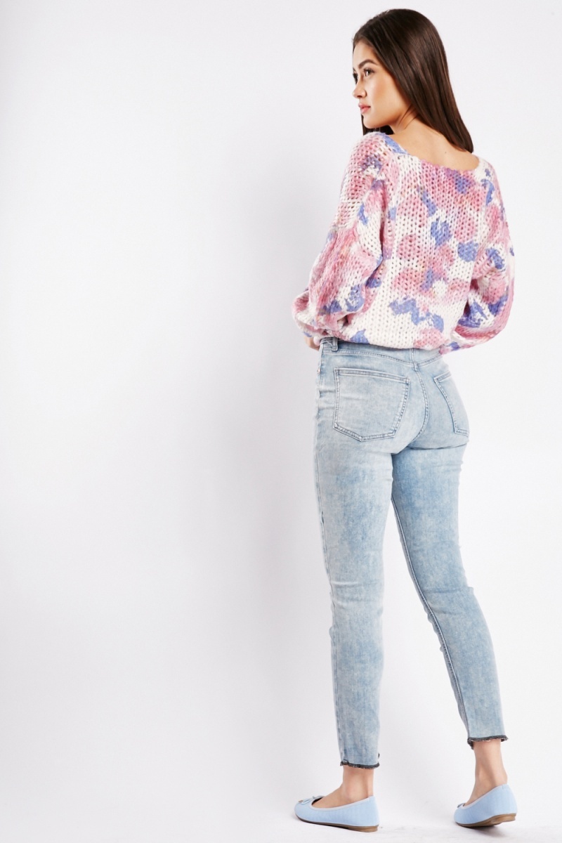 High Rise Skinny Ankle Jeans - Washed Denim Blue - Just $7