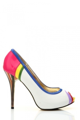 color block peep toe heels