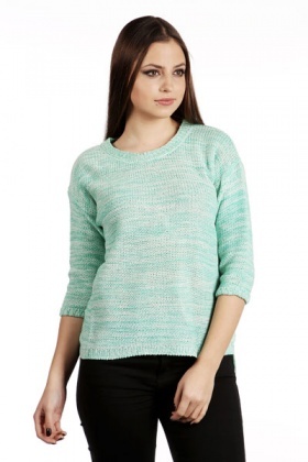 Speckled Knit Split Hem Sweater