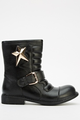 Quilted Star Biker Boots