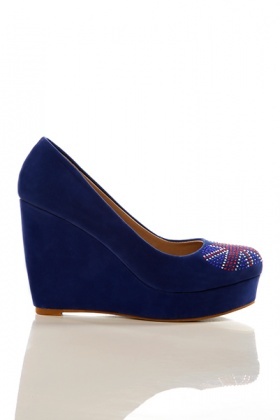 Encrusted Union Jack Heart Wedge Shoes - Just $1