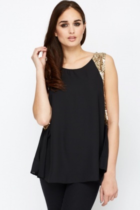 Sequin Side Perforated Blouse - Just $6