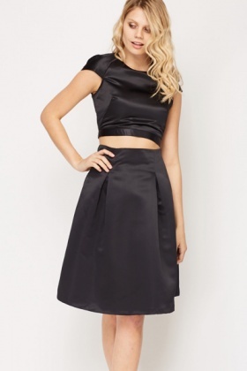 black evening crop top