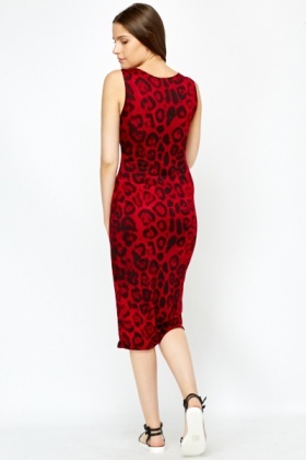 Red Leopard Print Midi Dress - Just £5