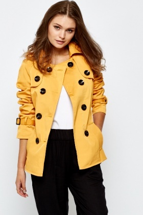 Mustard Button Up Trench Coat - Just $7
