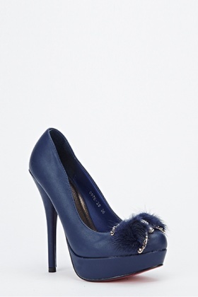 fluffy blue heels