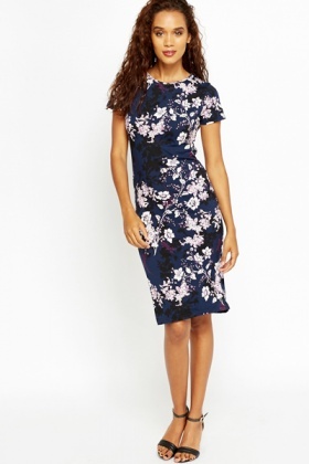 short navy floral dress