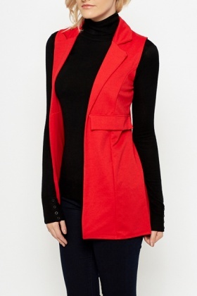 Red Open Front Sleeveless Jacket - Just $7